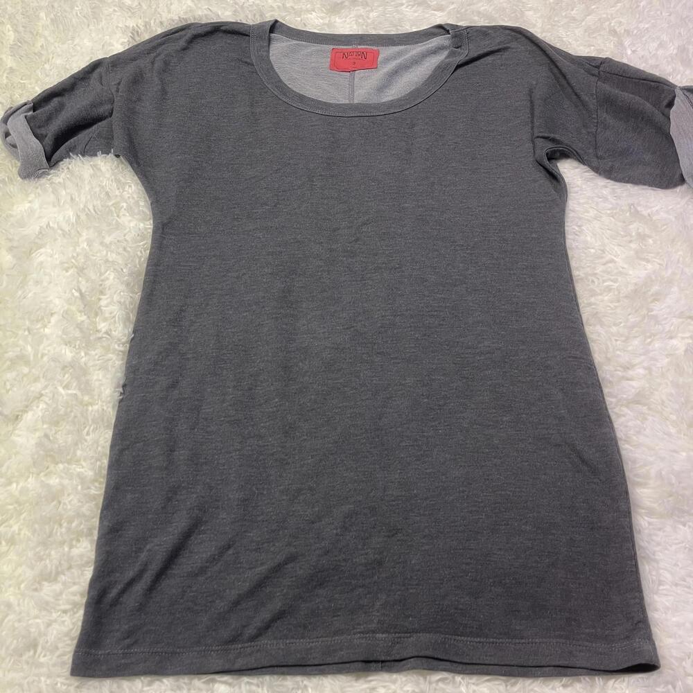 Nation LTD Gray Scoop Neck T Shirt Dress Size 3 Medium Soft Knit